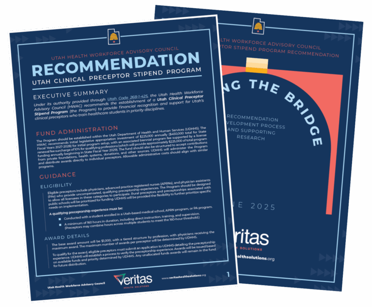 Utah Health Workforce Advisory Council Recommendation: Utah Clinical Preceptor Stipend Program